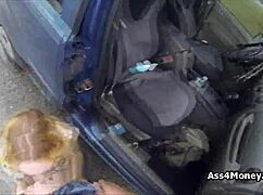 perky blonde amateur gets paid for blowjob