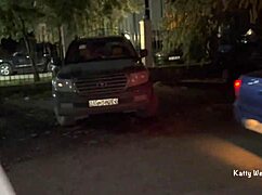 Two teens squirt orgasms in public near car