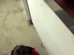 Brunette babe gives a sensual blowjob to a stranger outdoors