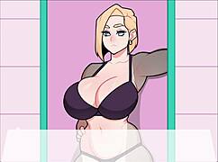 android 18 gets blowjob in foxicube parody game