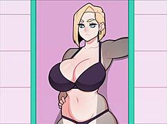 android 18 gets blowjob in foxicube parody game