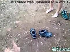 too cold for a naked bath in the river with flashing