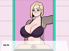 android 18 gets blowjob in foxicube parody game