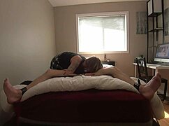 Milf teases bound boyfriend's feet and cock in part 1