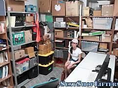 Real teen shoplifter caught and rides hard rod