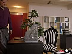 Busty spex lesbo gets her wet slit eaten out by hot babe. Classy European action unfolds.