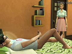 Stepmom catches nerdy stepson masturbating and fucks him hard in his room.