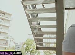 Beautiful model spitroasted in interracial gangbang double assfucking