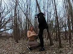 Outdoor Couple Enjoys Homemade Park Activity With Thick Girl