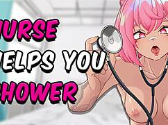 asmr nurse gently cleans you in hospital shower