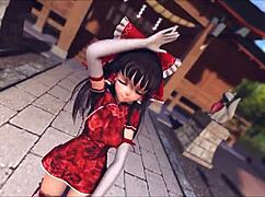 Reim Touhou Pinkcat in Detailed 3D Cartoon Hentai Action