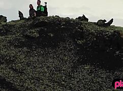 Nasty photographer fucks petite blonde model doggystyle outdoors.