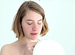 Young Babe Blowing And Popping First Balloon.