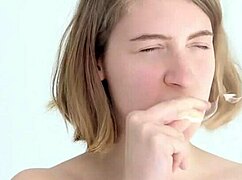 Young Babe Blowing And Popping First Balloon.