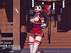 Reim Touhou Pinkcat in Detailed 3D Cartoon Hentai Action