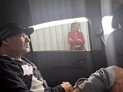 Risky public stroking on the street for a curious student