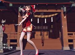 Reim Touhou Pinkcat in Detailed 3D Cartoon Hentai Action