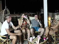 Blonde Teen Group Explores Bisexual Fun in See-Through Outfits