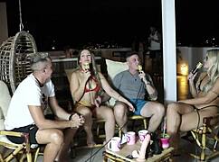 Blonde Teen Group Explores Bisexual Fun in See-Through Outfits