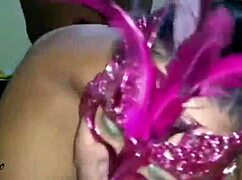 BBW deepthroats, gets anal pounded, then facial cum in mouth.