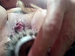 Hidden Erection in Beauty Salon with Hairbrush for Masturbation