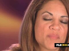 is that hot brunette sucking a big cock in front of her man?