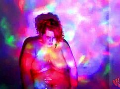 This bbw goddess is dancing and getting oiled up