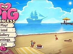 sliding my hard cock between my pig princess's sweaty ass cheeks in hentai game.