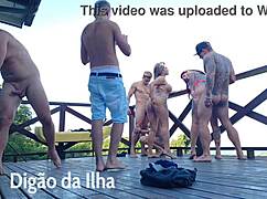 Fucking the curvy redhead's fat ass on the outdoor balcony with blowjob and beautiful amateurs