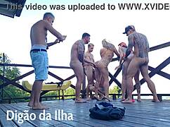 Fucking the curvy redhead's fat ass on the outdoor balcony with blowjob and beautiful amateurs