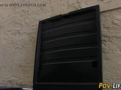 Teen performs POV sucking outdoors