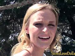 Teen Receives Facial For Pay In Outdoor Setting