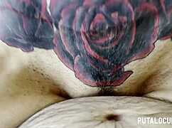 horny big-tit babe fucking and eagerly swallowing cum