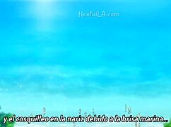 beautiful blonde girl enjoys the beach in this hentai animation