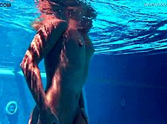 Mary Kalisy Sexy Self-Touching in Shower, Groping Blonde Milf Body Underwater by Pool. Bikini Slips Off in Bath.