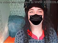 Sissy crossdresser rides in sexy cowgirl slut style