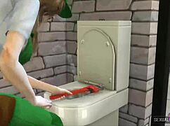 I can't believe plumber charges clients with hot lesbian sex in animations!