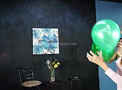 behind the scenes with a fetish model doing balloon promo