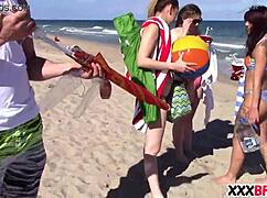 Spring Break Friends Sharing A Cock