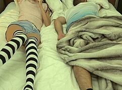 Snuck my stepdad’s phone to masturbate right beside him in bed