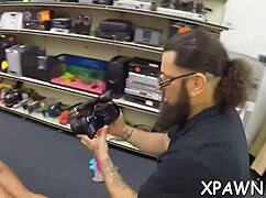 Bimbo engages in rough sex inside the shop.