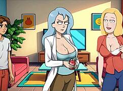 Morty's Sister Gives Fan Blowjob in Portal Porn Demoniums Parody Hentai Game Episode 3