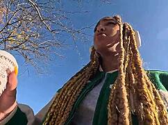 Yo, Ebony Luna Black spots me on the street and drags me home for ruthless fucking!