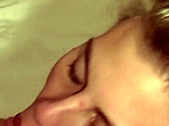 Blonde Amateur With Huge Fake Tits Gives Blowjob And Titty Fuck, Rewarded With Huge Facial