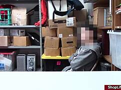 In the shop, the LP officer kneels and sucks the shoplifter's monster cock while on duty