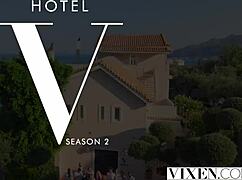 vixen new girl christy has a secret hookup at the hotel, licking pussy and getting deepthroat with cum in mouth