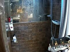 hey, wanna peek at two girlfriends showering together in secret?