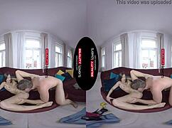 Latin VR muff diving, licking pussy in doggy and cowgirl positions