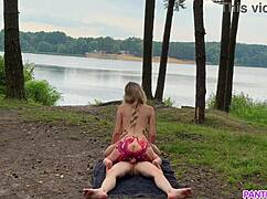 i'm watchin' this naked blonde ridin' hard outside in public cum on tits