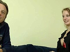 Blonde Jacky deepthroats big cock fingering masturbation